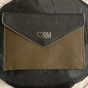 Rebecca Minkoff Black and Army Green Clutch